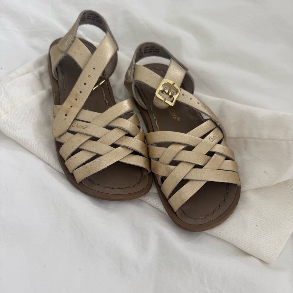 Saltwater gold girl sandals. Size 11.